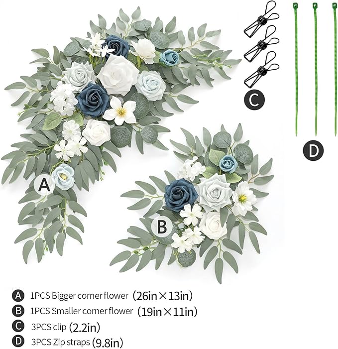 Faux Flower Swag Set of 2 for Wedding Welcome Signs Floral Swag Wedding - Image 4