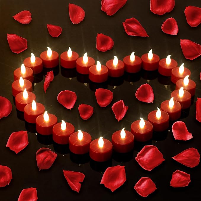 LED Tea Lights Candles- 24PACK Red Flameless Candles Realistic and Bright - Image 2