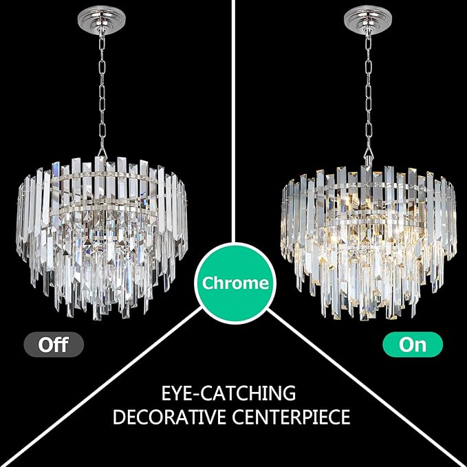 Chrome Crystal Chandelier Lighting 17.7'' - Image 3
