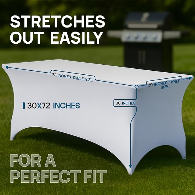 Stretch Spandex Table Covers 6FT, Stretchy Wrinkle Resistant Folding Table Cover - Image 2