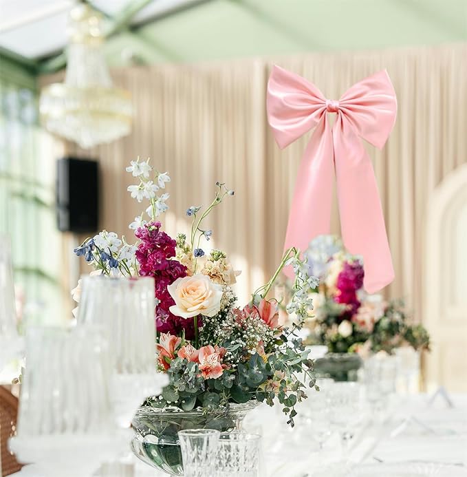 Large Pink Bow for Decorations Big Pink Ribbon Bows Banner Décor Large Bow Wall - Image 5