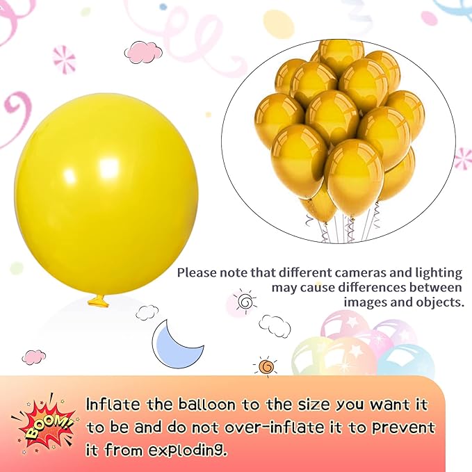KAWKALSH Yellow Balloon Arch Kit 111Pcs 18 12 5 Inch Latex Party Balloons - Image 3