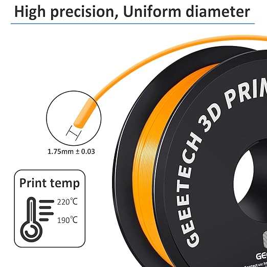 Geeetech Orange PLA 3D Printer Filament, PLA 3D Printer Filament 1kg Spool - Image 3