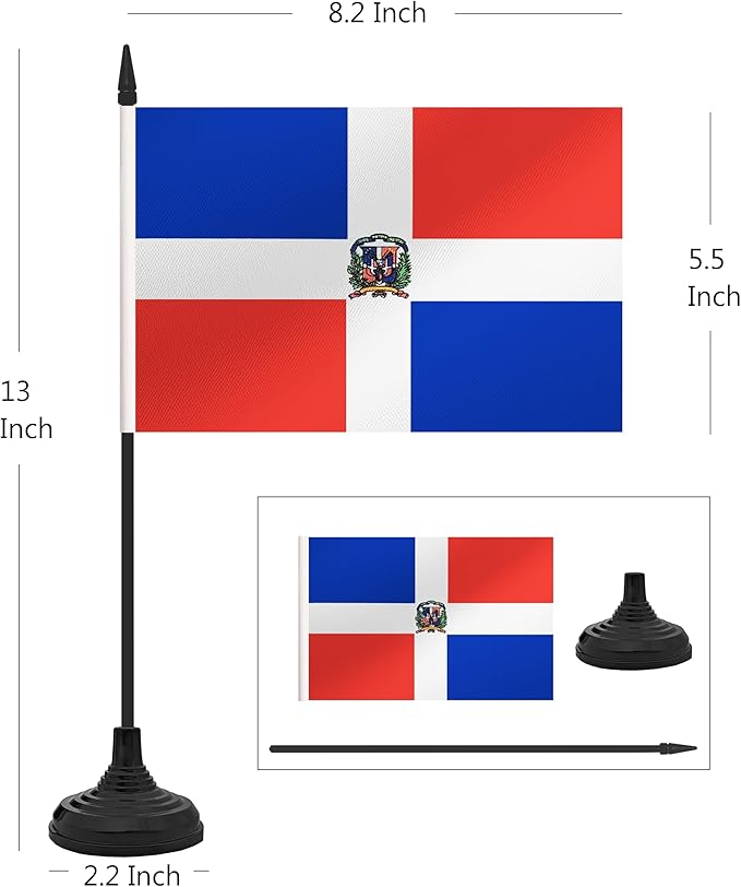 12 Pack Dominica Desk Flag Set, Dominican Table Office Flag, Small Miniature - Image 2
