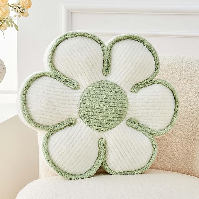 Flower Pillow, Soft Flower Decorative Throw Pillow, Cute Daisy Flower Shaped by Kcvvcr