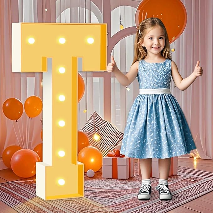 3FT Light Up Marquee Letters T, Large Lighted Letters by HITINO