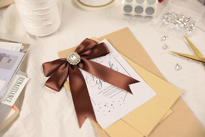 Dark Brown Satin Ribbon 1 inch X Continuous 100 Yards, Single Face Polyester - Image 7