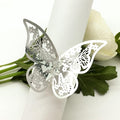Butterfly Silver Paper Napkin Rings Set of 100 pcs，3D Laser Cut Foil Cutout by Wlirantim