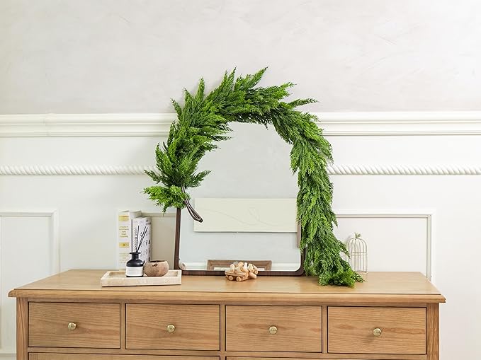 6FT Extra Full Christmas Garland Faux Cypress Pine Cedar Garland Realistic - Image 7