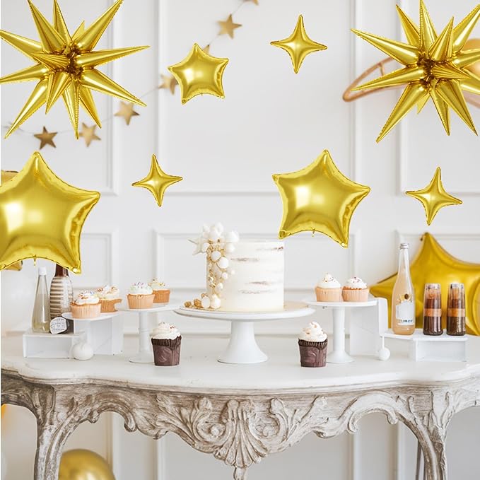 16 Pcs Gold Star Balloons, 22/18/10 Inch Foil Balloons, Four-Pointed Balloon - Image 5