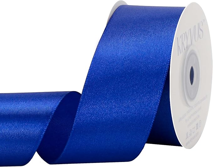 Royal Blue Satin Ribbon 1-1/2 inch X Continuous 25 Yards, Single Face Polyester by Kryvusribbon