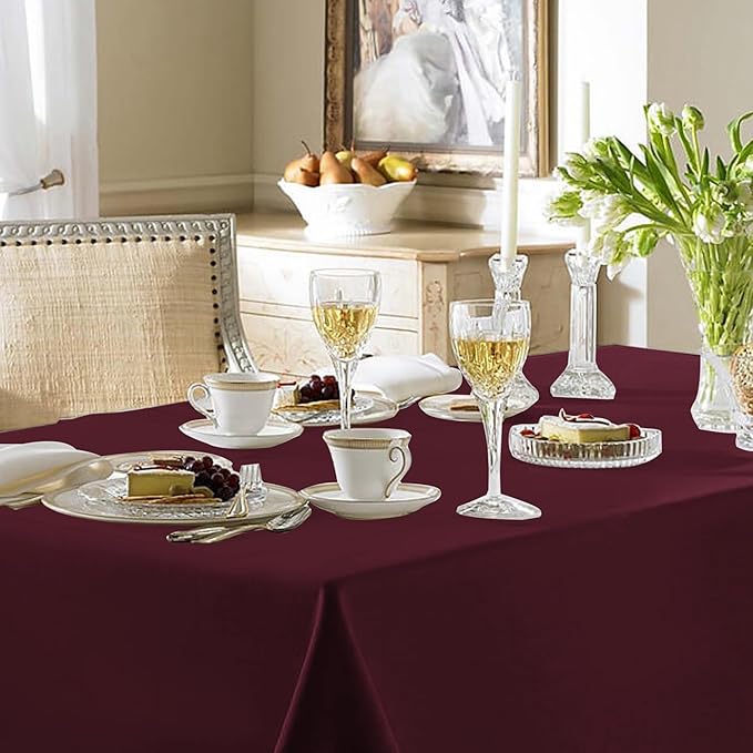 Fitable Burgundy Rectangle Tablecloths - Image 8