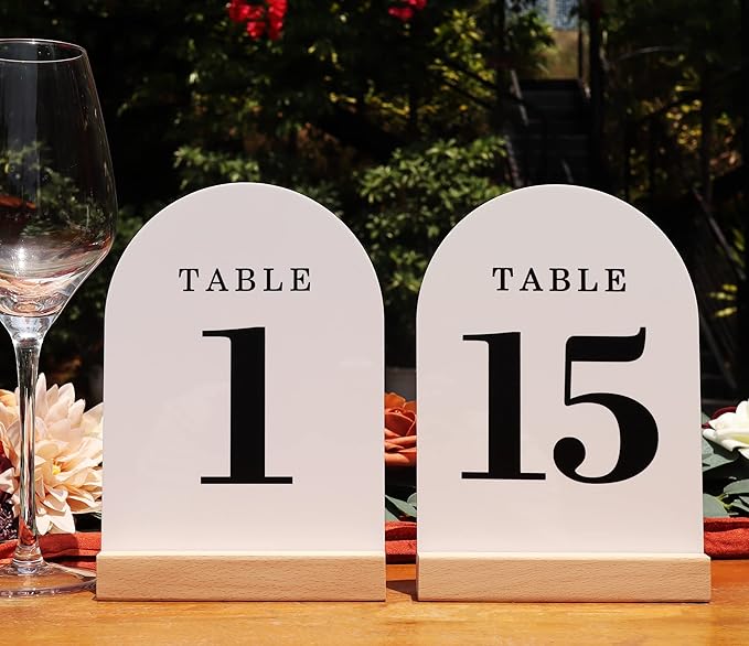 Wedding Table Numbers 1-15, Acrylic Arch Signs by ORGANTEAM