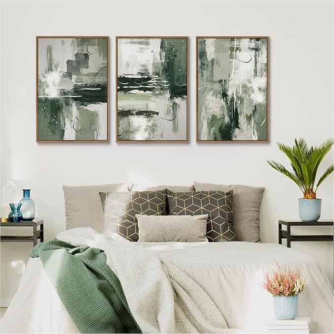 myusuar 3 Piece Large Modern Abstract Canvas Framed Wall Art - Image 2