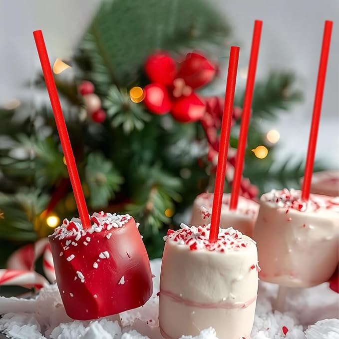 Disposable 7.75 inch Solid Red Paper Straws 100 Counts - Image 6