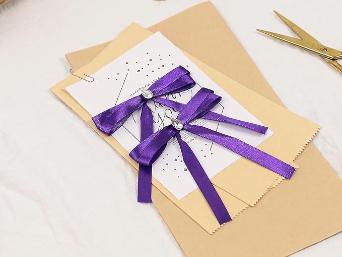 Purple Satin Ribbon 3/8 inch X Continuous 50 Yards, Single Face Polyester - Image 7
