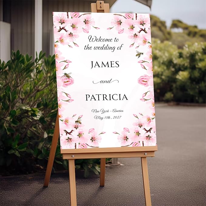 Personalized Blush Pink Wedding Welcome Sign, Floral Printable Wedding Board - Image 2