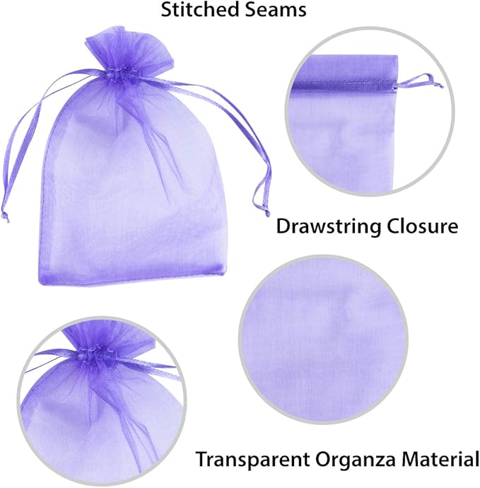 Super Z Outlet 100 Pack 5x7 Inch Mini Sheer Drawstring Organza Transparent Bags - Image 4