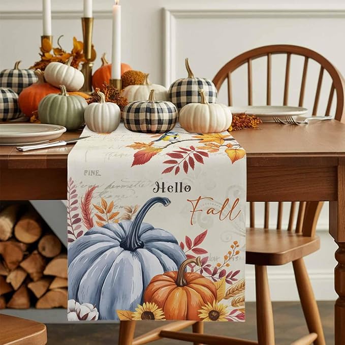 Thanksgiving Fall Cotton Linen Table Runner - Image 8