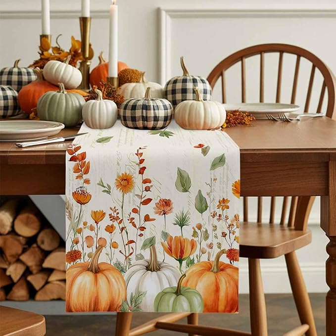 Fall Wildflowers Cotton Linen Table Runner - Image 8