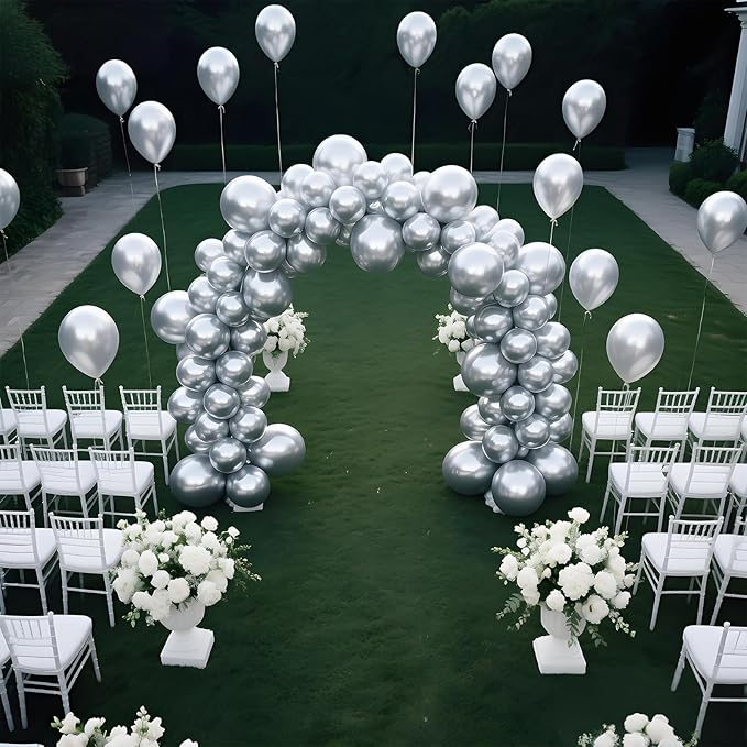KAWKALSH Metallic Silver Balloon 12 Inch - Image 8