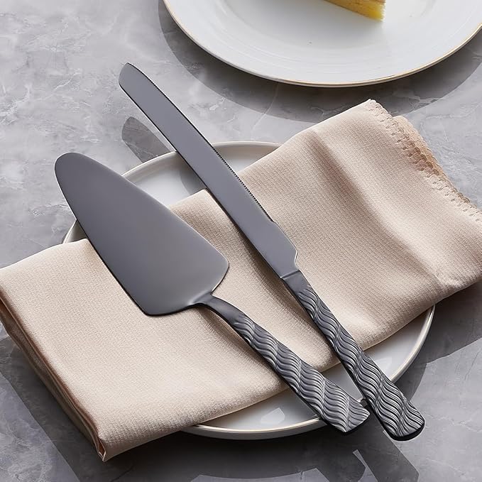 Black Cake Cutting Set, Stainless Steel Cake Knife and Server Set, Cake Pie - Image 3