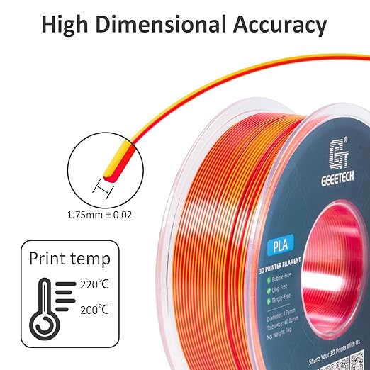 Geeetech Silk PLA Filament 1.75mm Silk Dual Color Filament, Coextrusion - Image 4