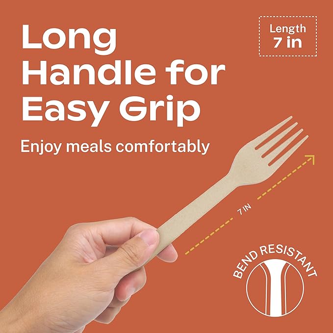 CORAL Light Brown 100% Compostable Forks - Image 3