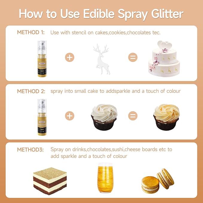 Edible Glitter Spray, Edible Luster Dust, 6 Colors, Edible Glitter - Image 7