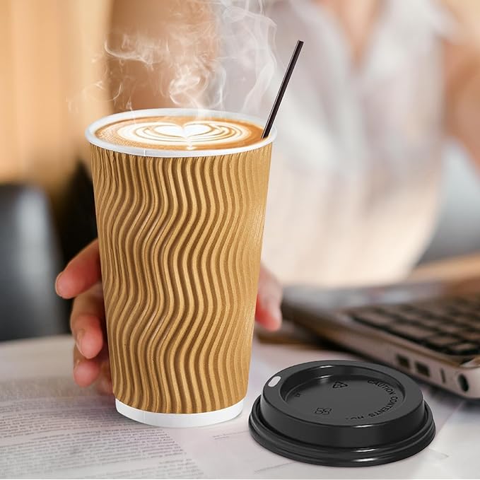 SIUQ 16 oz Coffee Cups-90 Pack Disposable Coffee Cups - Image 5