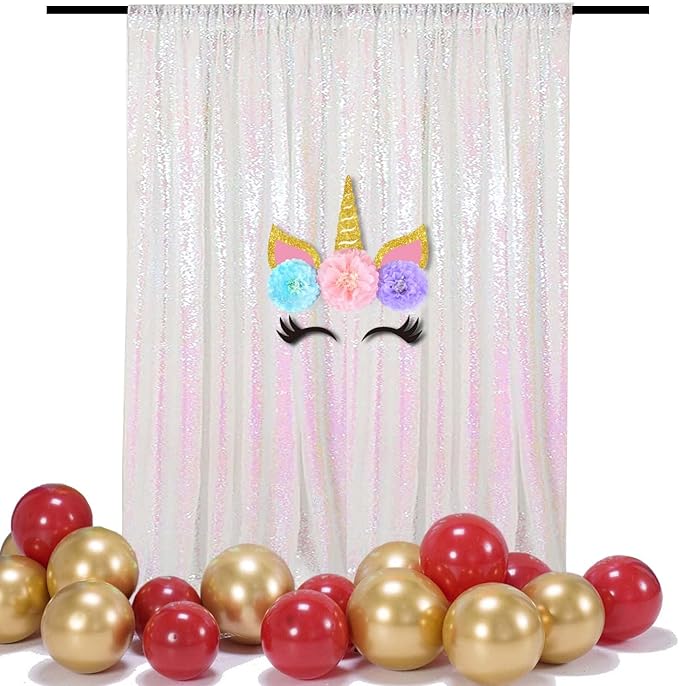 Iridescent Sequin Backdrop 8FTx8FT 1 Panel Sparkle Backdrop Curtain Glitter by TCBESTO