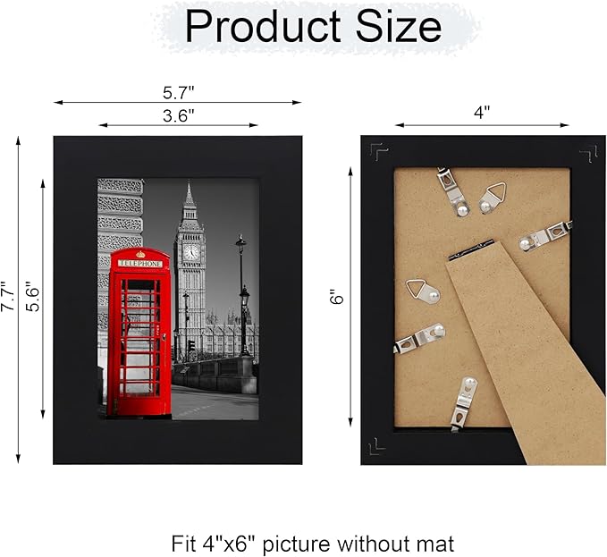 4x6 Picture Frame Set of 4, High Definition Glass Black Picture Frame, 4 x 6 - Image 4