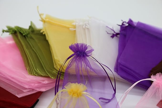 Wudygirl 100 PCS Drawstring Organza Bags 5X7 inches Jewelry Pouches Wedding - Image 4