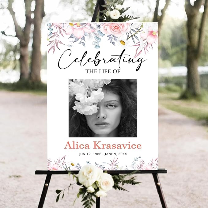 Celebration of Life Welcome Sign Blush Floral Memorial Sign Celebrating The by Mapileng%E2%84%A2