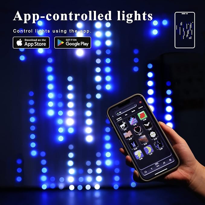 JMEXSUSS App-Controlled Color Changing Curtain Lights, 400 LED RGB String Lights - Image 2