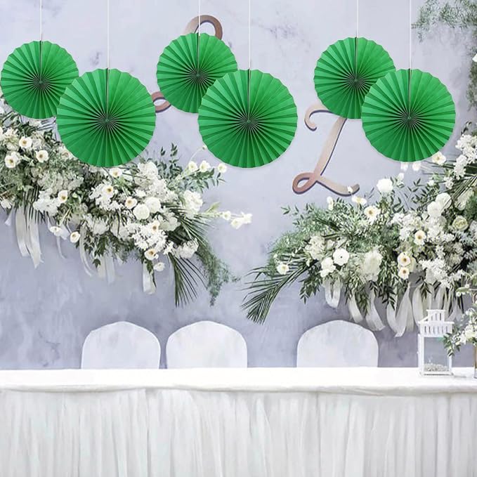 Green Party Decorations, Tennis Party Decorations Party Paper Fans Bulk 16in - Image 5