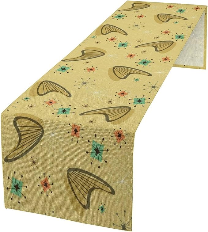 Mid Century Table Runner, Modern Atomic Pattern Absctract Geometric Retro 1950S by ICMOLYYENLO