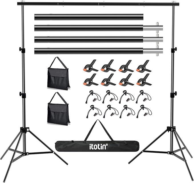 Backdrop Stand 10x7ft Photo Studio Background Stand Support System Backdrop by ITOTIN