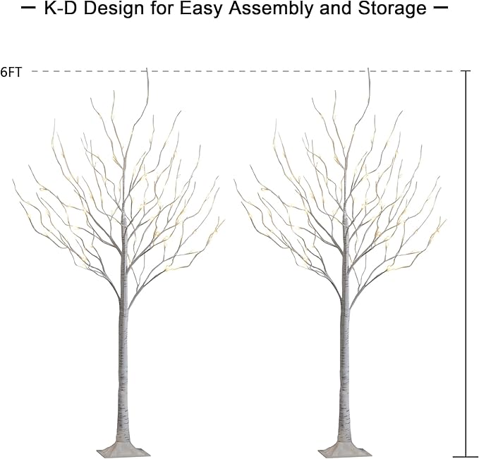 LIGHTSHARE 6 Feet 72L LED Birch Tree Lights, Warm White, - Image 6