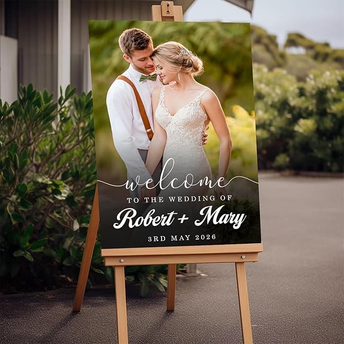 Personalized Photo Wedding Welcome Sign Template, Modern Minimalist Reception - Image 2