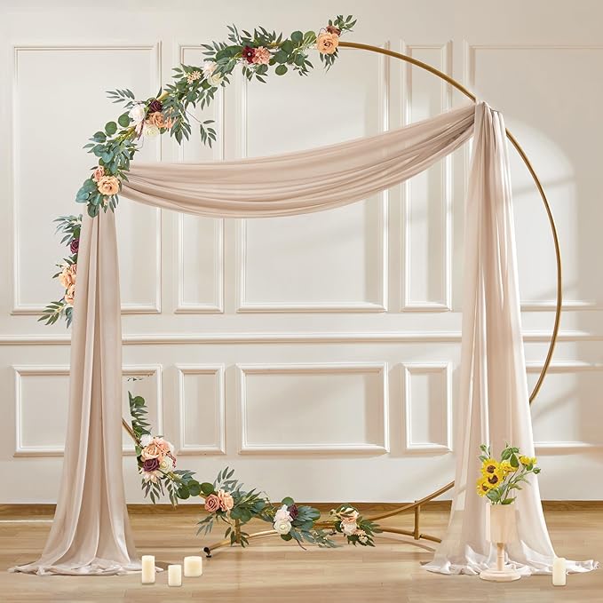 30" x 20Ft Wedding Arch Draping Fabric, 1 Panel Dark Champagne Sheer Curtain - Image 7