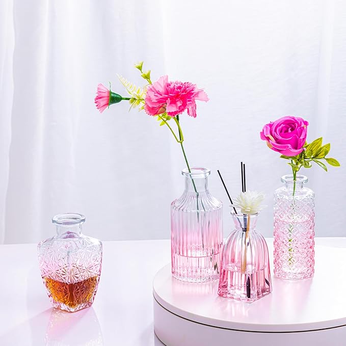 Ollieroo 24Pcs Glass Bud Vases Set, Small Pink Vases in Bulk - Image 4