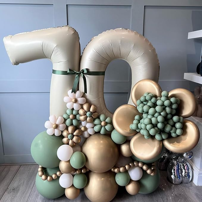 40 Inch Cream Number 7 Balloon, Digital 7 Helium Balloon - Image 3