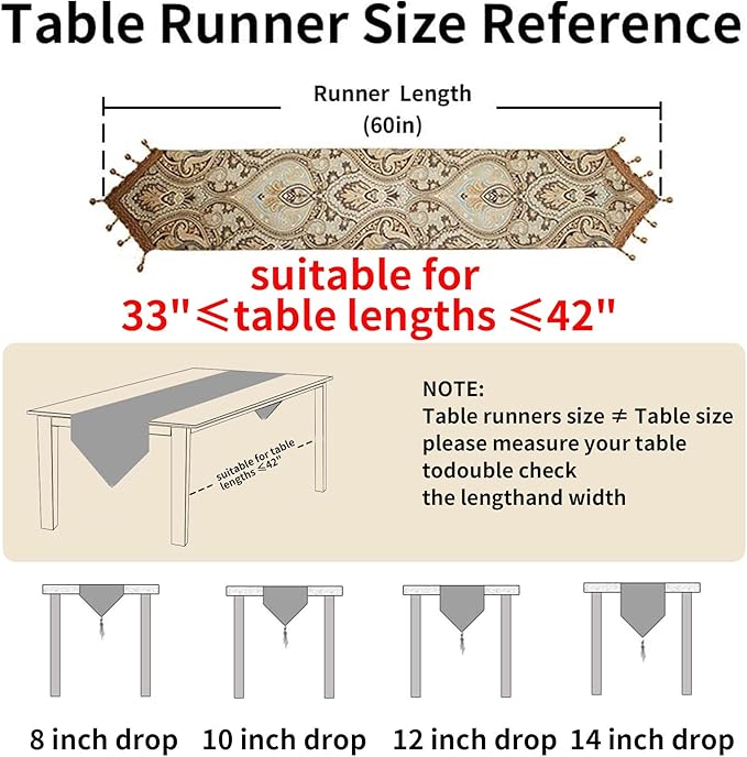 Luxury Vintage Design Table Runner 60 inches Long Embroidery Jacquard Fabric - Image 2