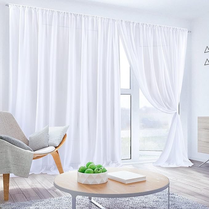 PARTISKY 10x7ft White Chiffon Backdrop Curtains - Image 9