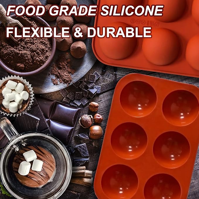 6 Holes Medium Semi Sphere Silicone Molds, 3 Packs Half Sphere Silicone Baking - Image 3
