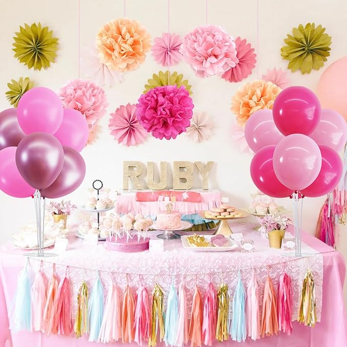 TONIFUL 4 Set Metallic Pink Balloon Stand Centerpiece Table Decorations - Image 6