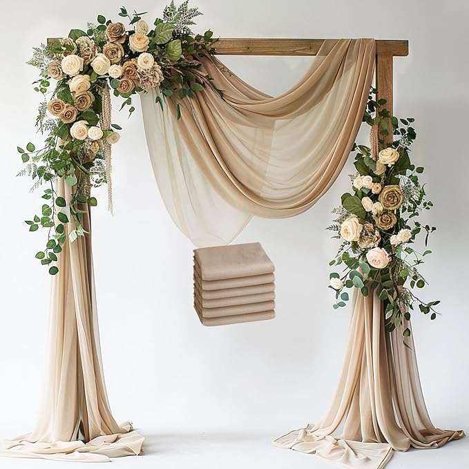 Wokceer Nude 6 Panels 28.7" x 20FT Sheer Fabric Drapes Backdrop Arch Draping by Wokceer