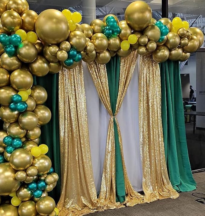 Gold Sequin Backdrop Curtains Glitter Drapes 2FTx8FT 4 Panels - Image 2