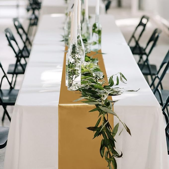 10 Pack Satin Table Runner 12 x 108 Inch Long Old Gold Silk Table Runner - Image 3